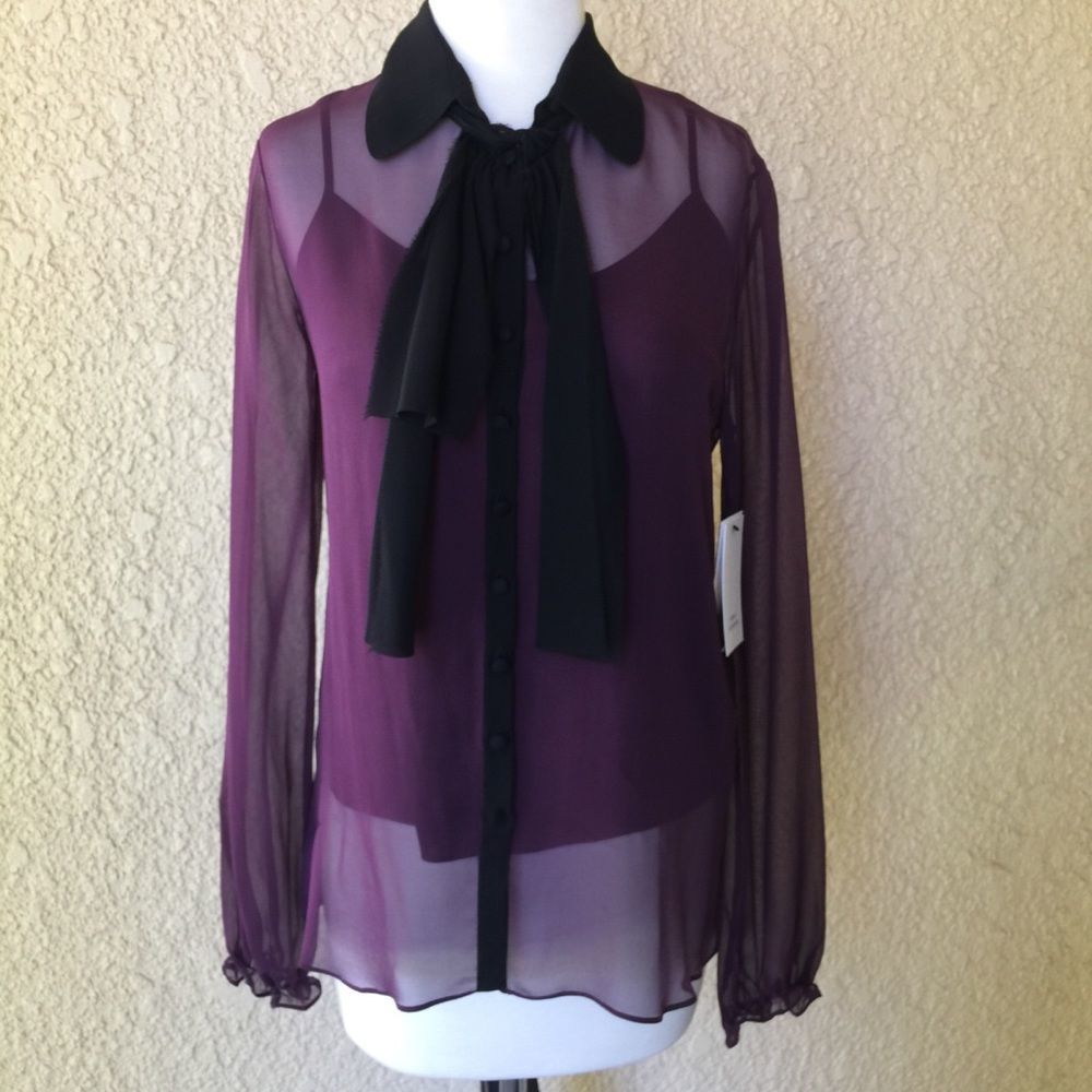 Robert Rodriguez Tie Neck Blouse Berry 2